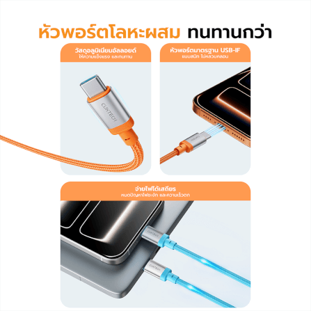 สายชาร์จเร็ว CUKTECH รุ่น CTC615W 6A 240W USB-C ยาว 1.5 ม. สีส้ม (รองรับการชาร์จ PD3.1)_4